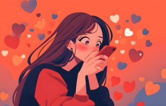 ai generated, woman, phone, hearts, cute, cartoon, manga, valentine, romantic, dating, app, dating app, online, internet, technology, communication, people, mobile, anime, app, app, app, app, app, dating app